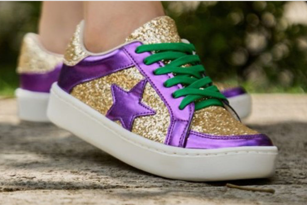 Mardi Gras glitter sneakers