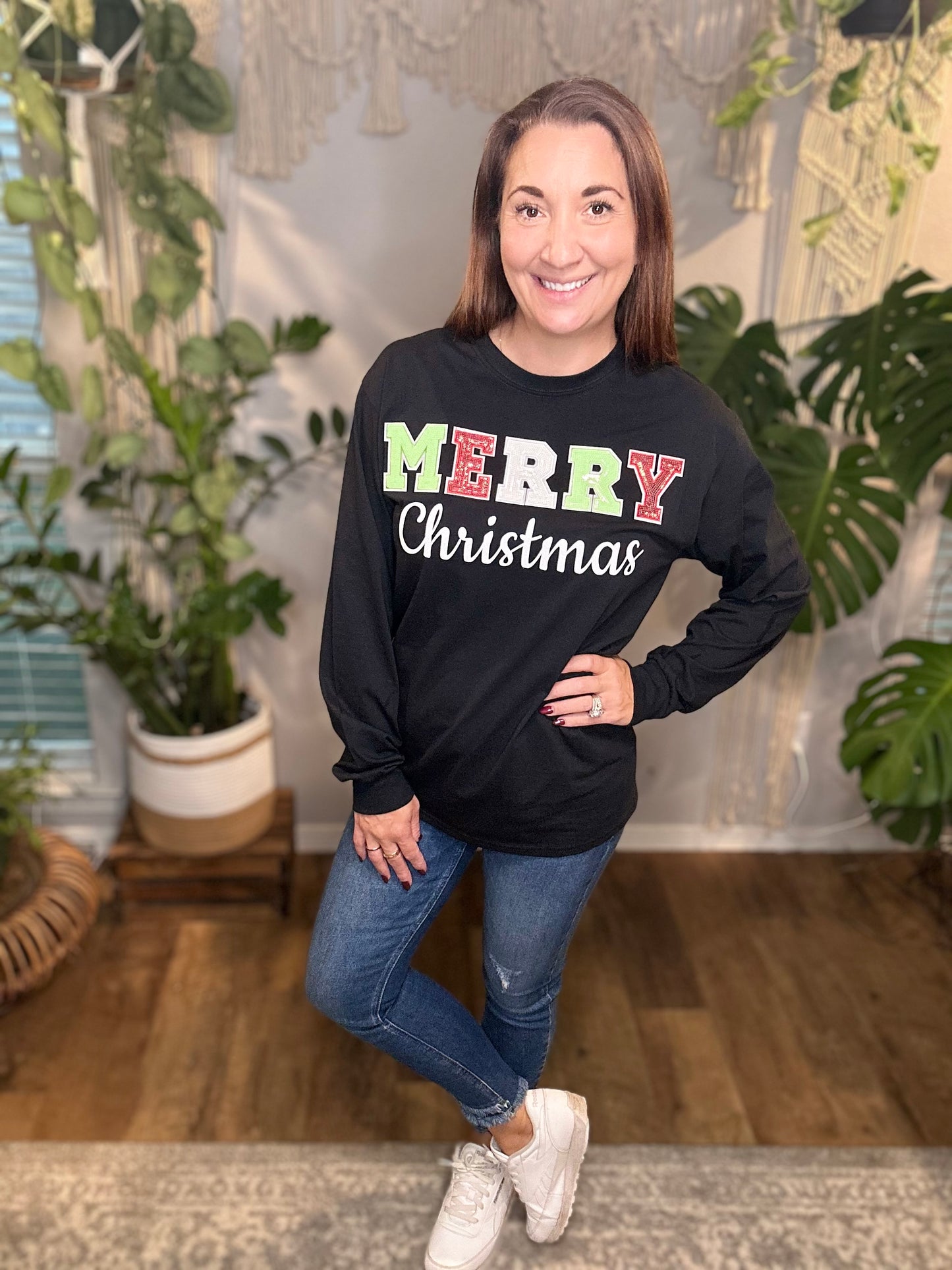 MERRY black long sleeve Tee