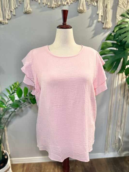 Pink ruffle sleeve top