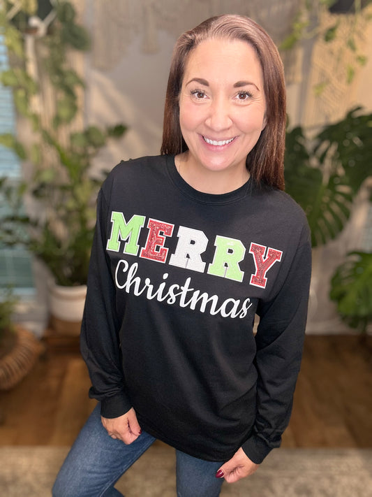 MERRY black long sleeve Tee