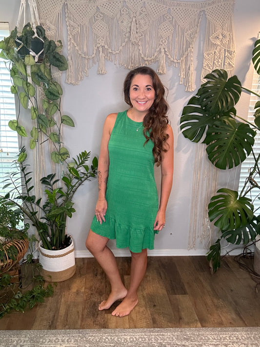 Green textured dress