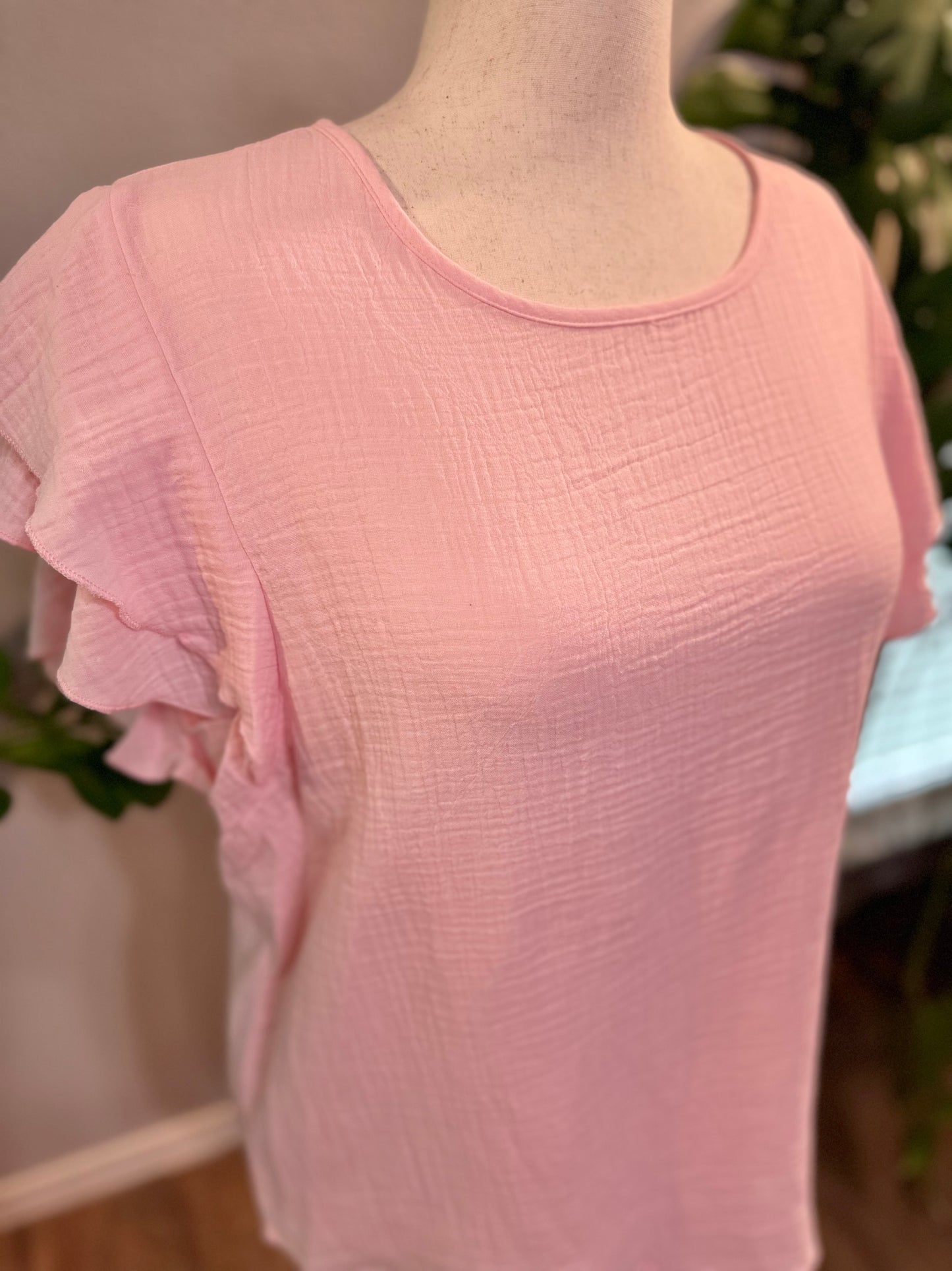 Pink ruffle sleeve top