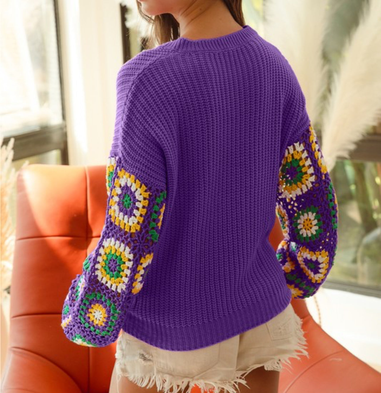 Granny Square Mardi Gras Sweater