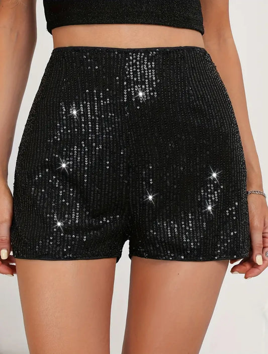 Black all sequins shorts