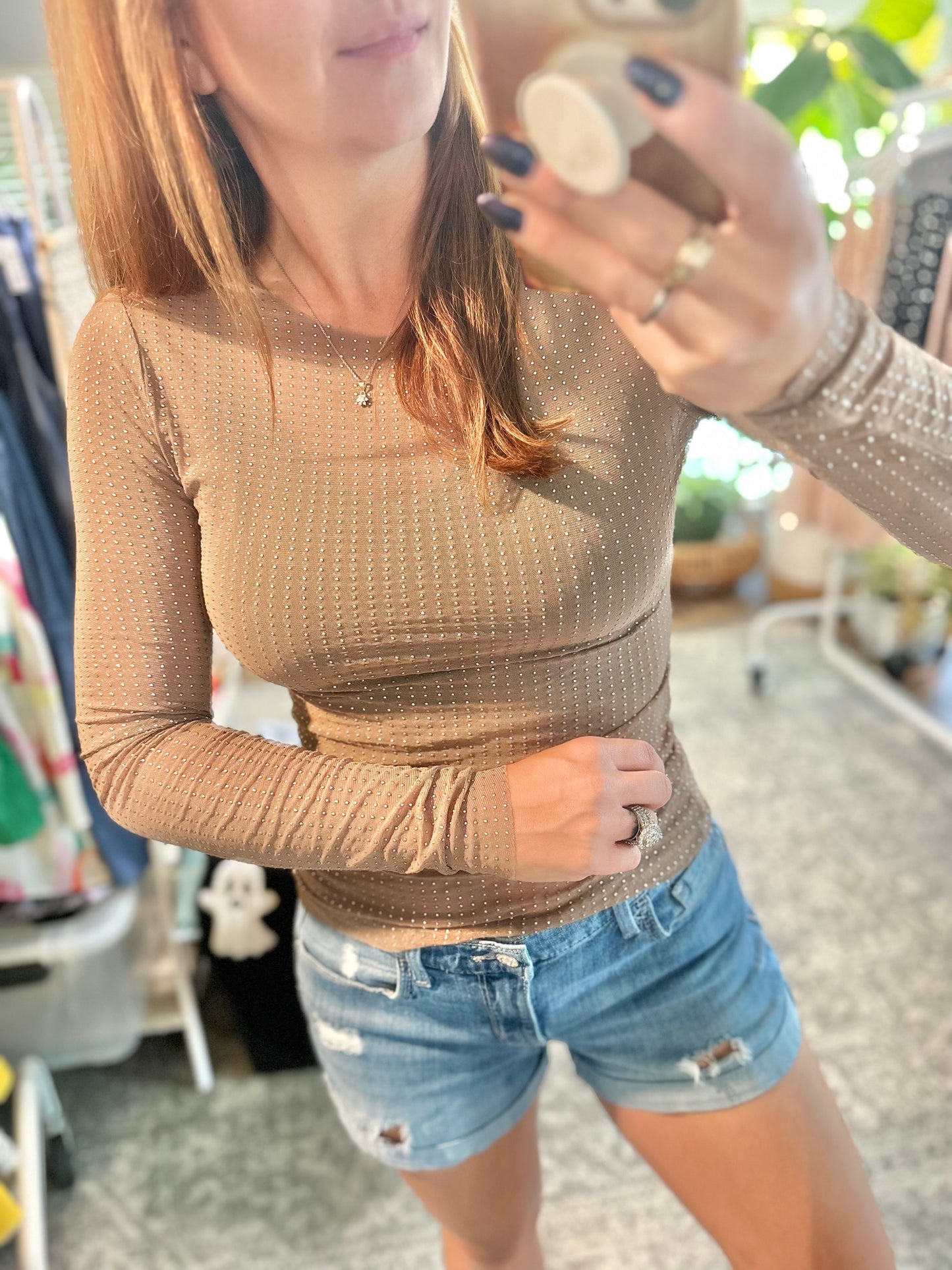 Tan mesh Top