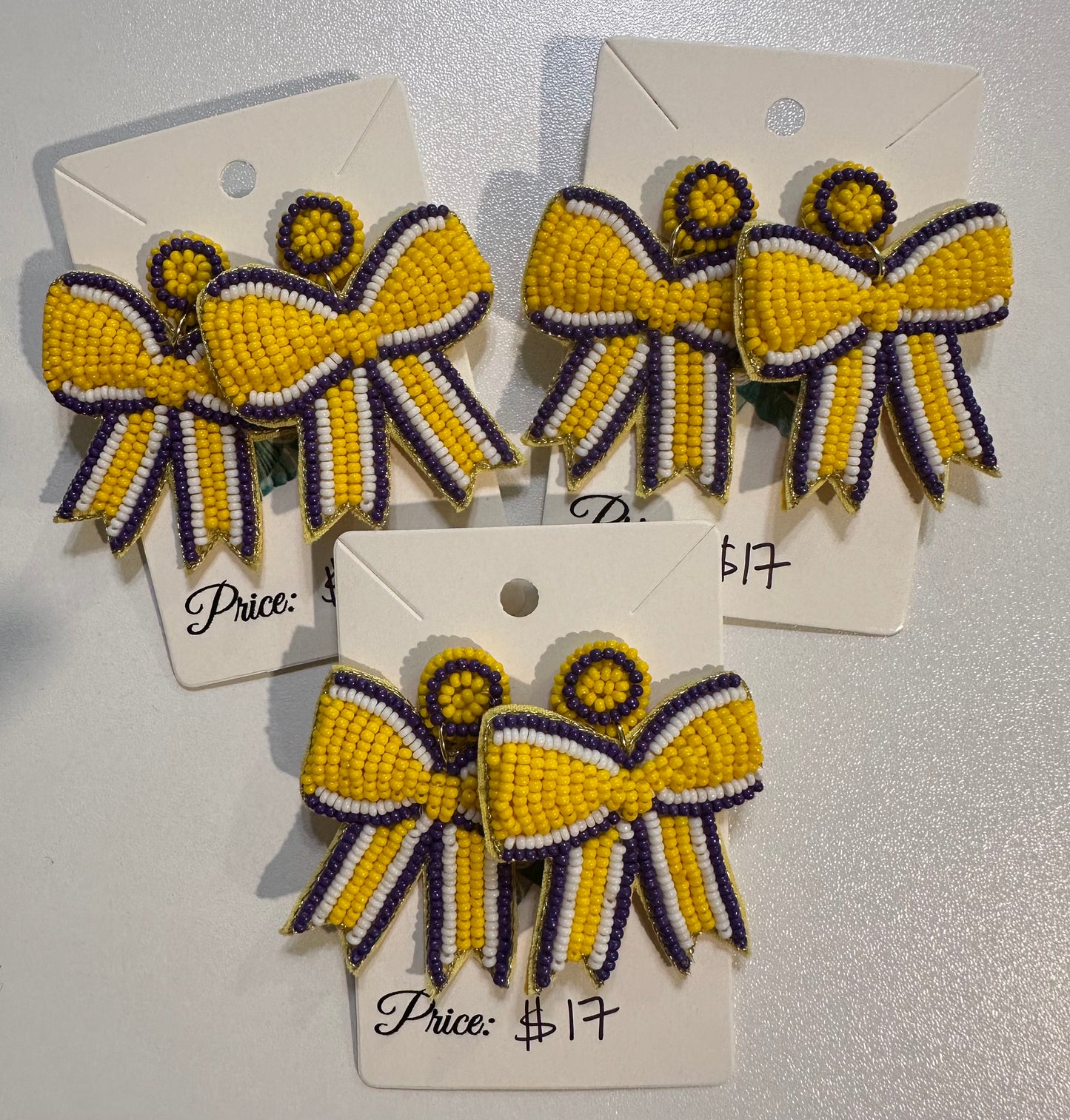 LSU bow earrings