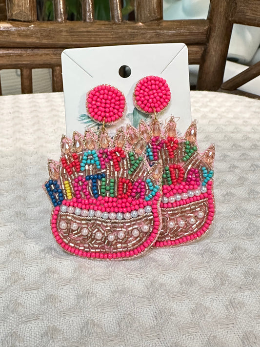 Birthday Cake - pink earrings